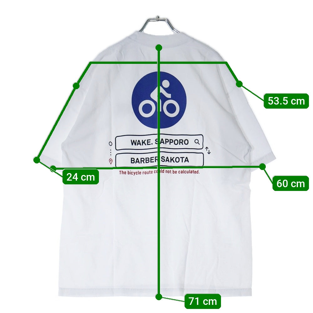 BBS BARBER SAKOTA(バーバーサコタ) ×WAKE SAPPORO bicycle route to wake Tshirt ウェイク札幌 バイシクルプリントTシャツ ホワイト