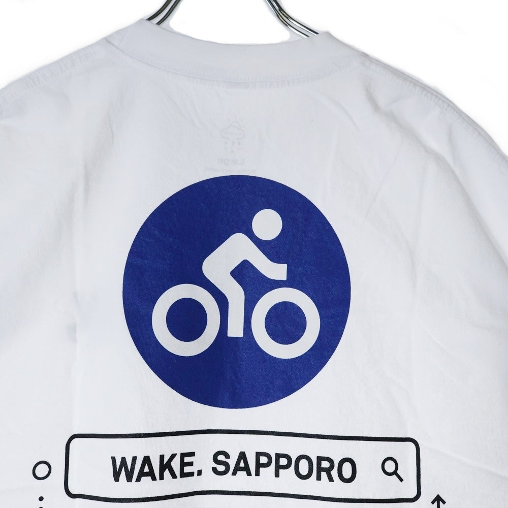 BBS BARBER SAKOTA(バーバーサコタ) ×WAKE SAPPORO bicycle route to wake Tshirt ウェイク札幌 バイシクルプリントTシャツ ホワイト