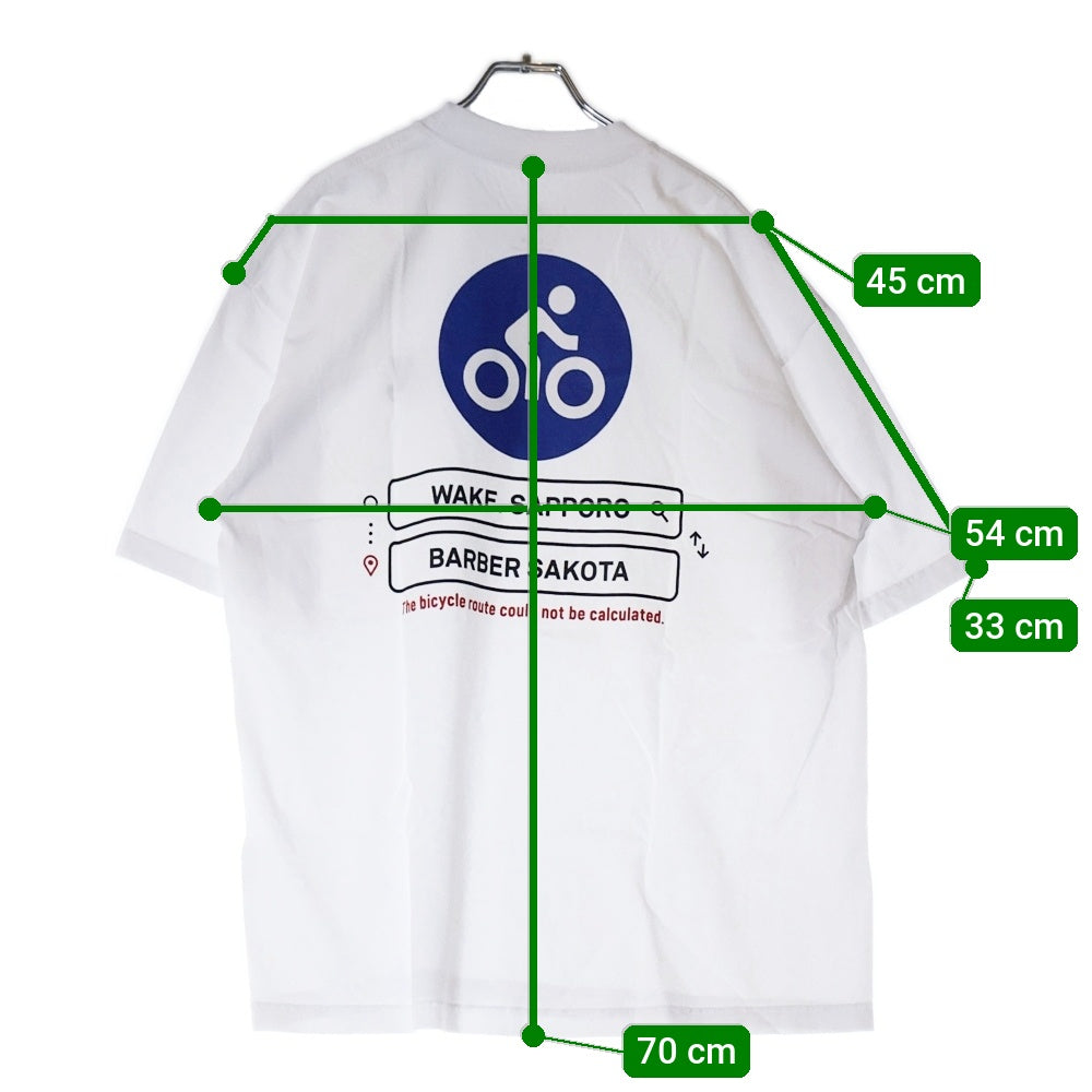 BBS BARBER SAKOTA(バーバーサコタ) ×WAKE SAPPORO bicycle route to wake Tshirt ウェイク札幌 バイシクルプリントTシャツ ホワイト