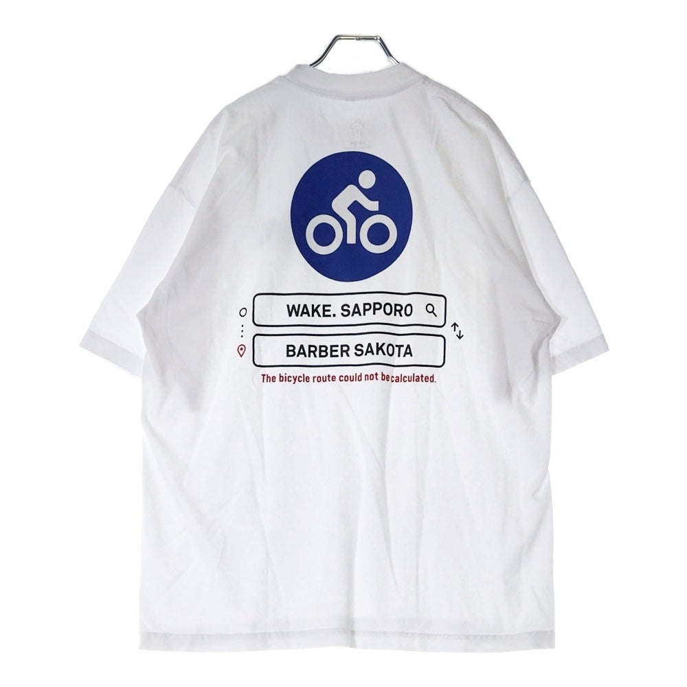 BBS BARBER SAKOTA(バーバーサコタ) ×WAKE SAPPORO bicycle route to wake Tshirt ウェイク札幌 バイシクルプリントTシャツ ホワイト