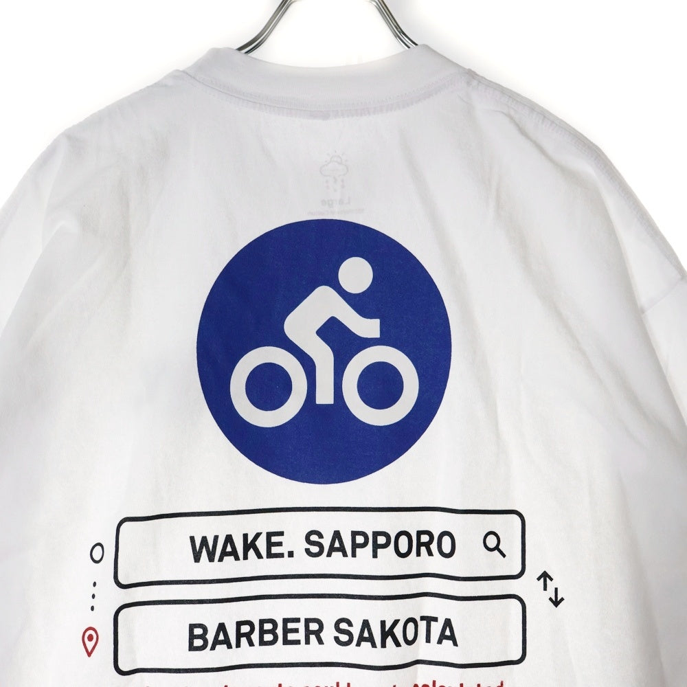 BBS BARBER SAKOTA(バーバーサコタ) ×WAKE SAPPORO bicycle route to wake Tshirt ウェイク札幌 バイシクルプリントTシャツ ホワイト
