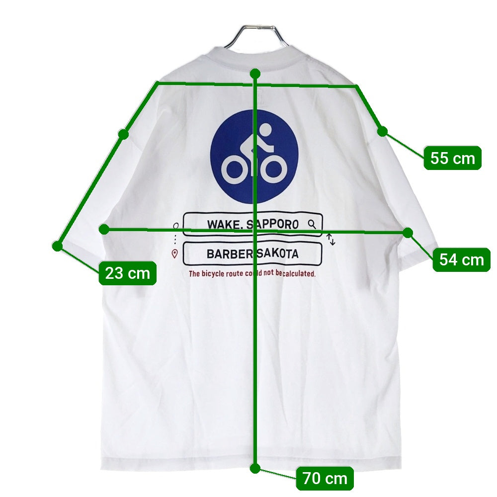 BBS BARBER SAKOTA(バーバーサコタ) ×WAKE SAPPORO bicycle route to wake Tshirt ウェイク札幌 バイシクルプリントTシャツ ホワイト