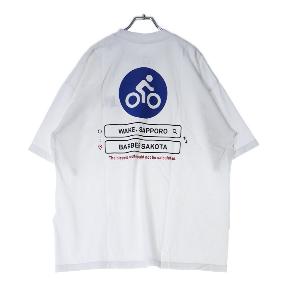 BBS BARBER SAKOTA(バーバーサコタ) ×WAKE SAPPORO bicycle route to wake Tshirt ウェイク札幌 バイシクルプリントTシャツ ホワイト