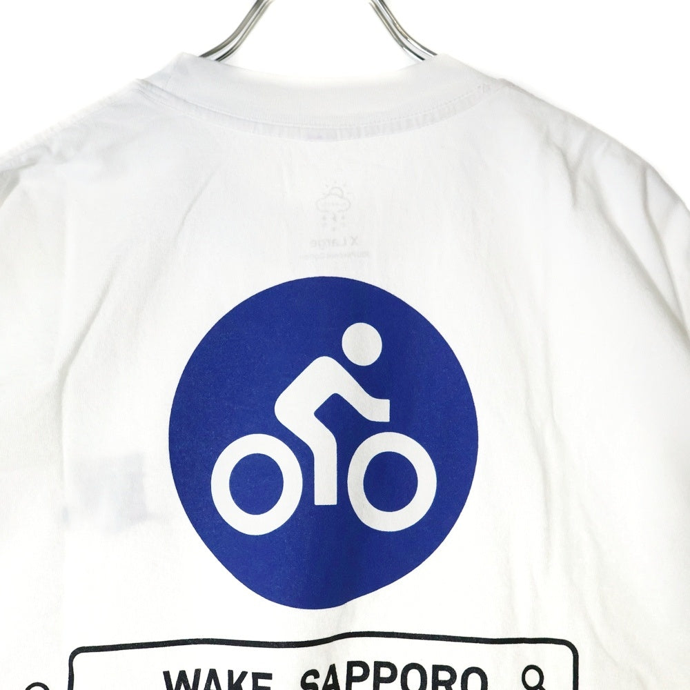 BBS BARBER SAKOTA(バーバーサコタ) ×WAKE SAPPORO bicycle route to wake Tshirt ウェイク札幌 バイシクルプリントTシャツ ホワイト