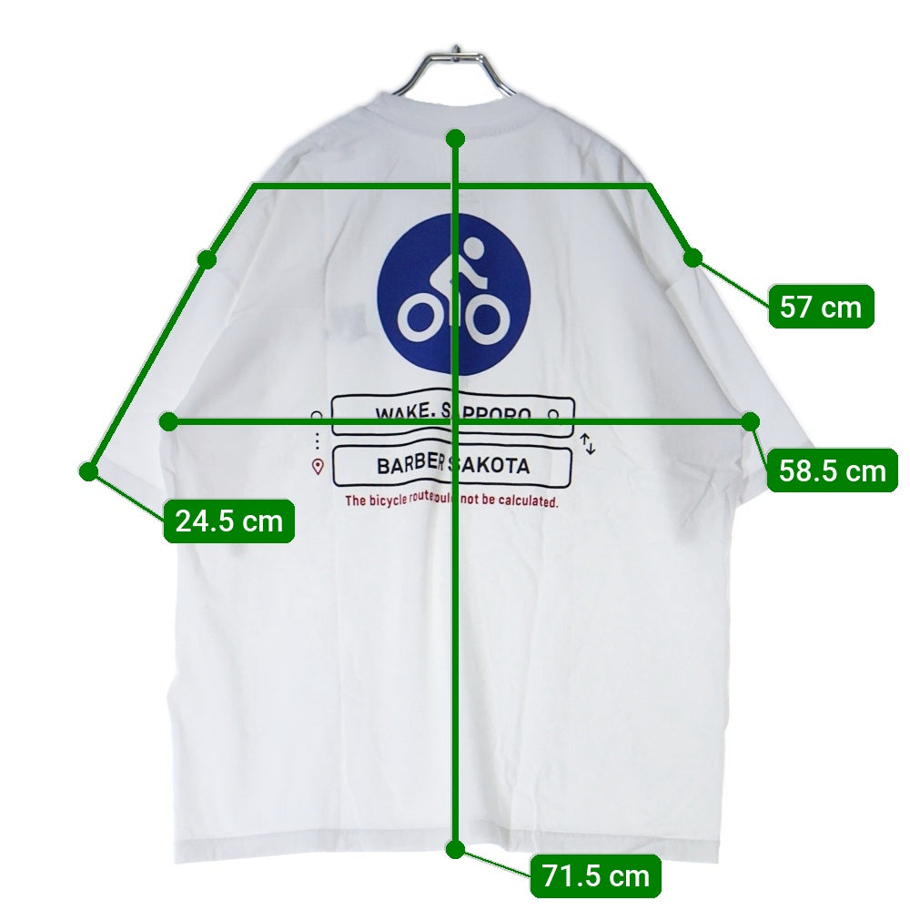 BBS BARBER SAKOTA(バーバーサコタ) ×WAKE SAPPORO bicycle route to wake Tshirt ウェイク札幌 バイシクルプリントTシャツ ホワイト