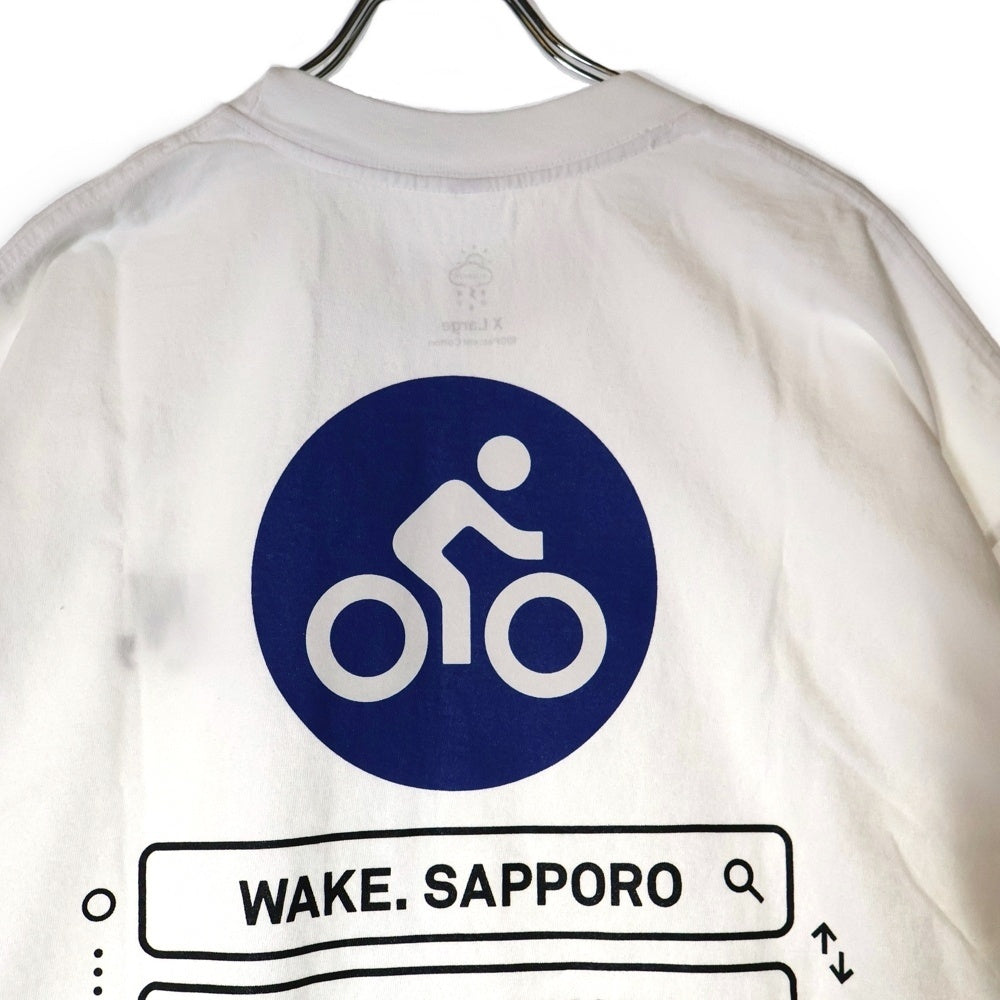 BBS BARBER SAKOTA(バーバーサコタ) ×WAKE SAPPORO bicycle route to wake Tshirt ウェイク札幌 バイシクルプリントTシャツ ホワイト