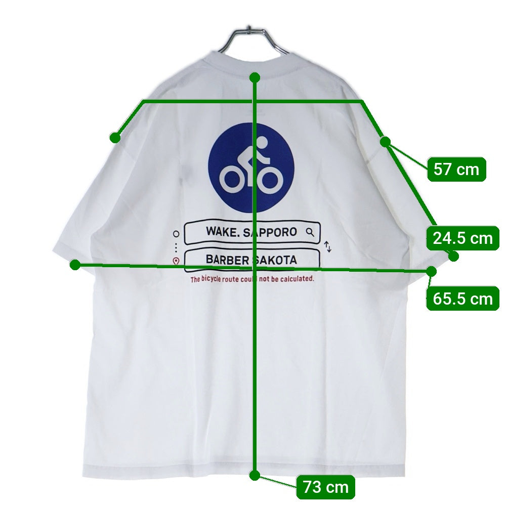 BBS BARBER SAKOTA(バーバーサコタ) ×WAKE SAPPORO bicycle route to wake Tshirt ウェイク札幌 バイシクルプリントTシャツ ホワイト