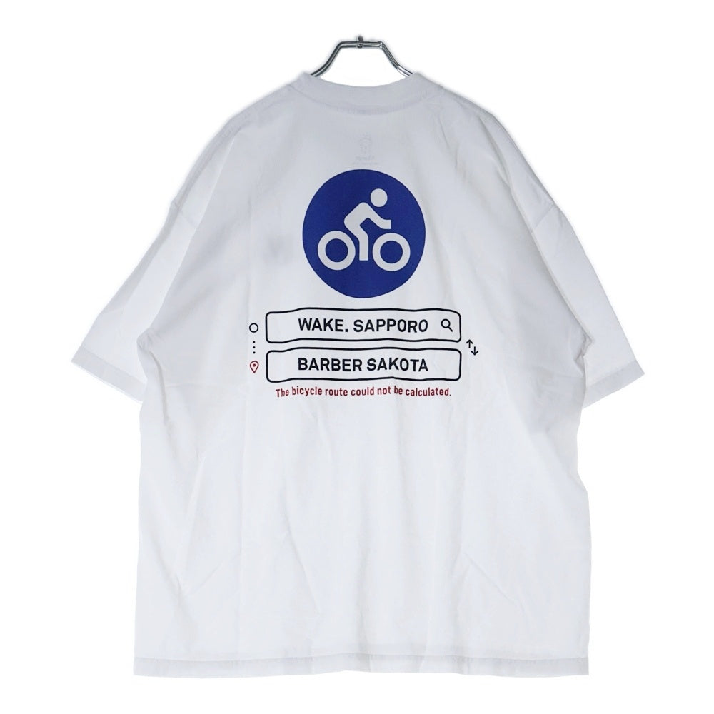 BBS BARBER SAKOTA(バーバーサコタ) ×WAKE SAPPORO bicycle route to wake Tshirt ウェイク札幌 バイシクルプリントTシャツ ホワイト