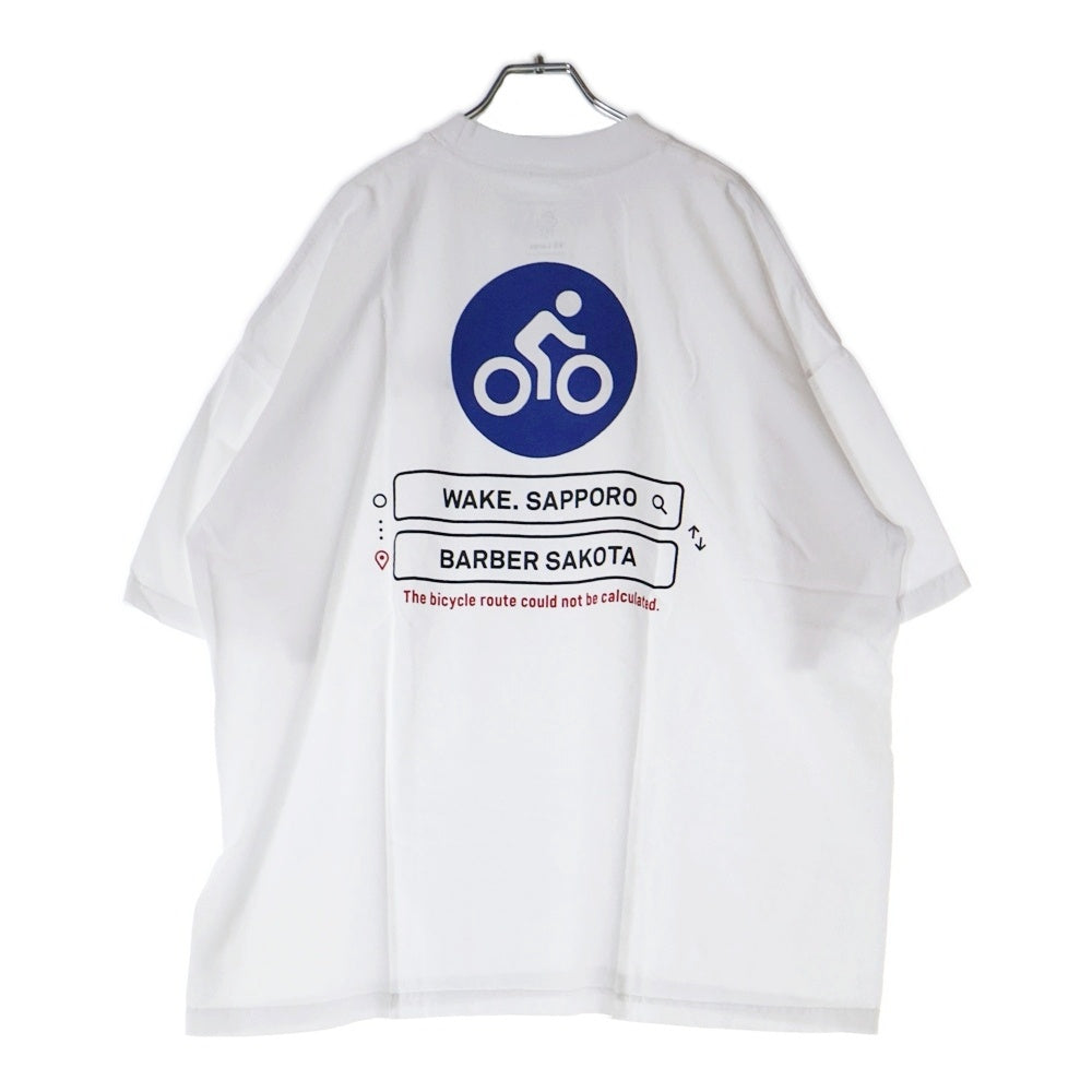 BBS BARBER SAKOTA(バーバーサコタ) ×WAKE SAPPORO bicycle route to wake Tshirt ウェイク札幌 バイシクルプリントTシャツ ホワイト