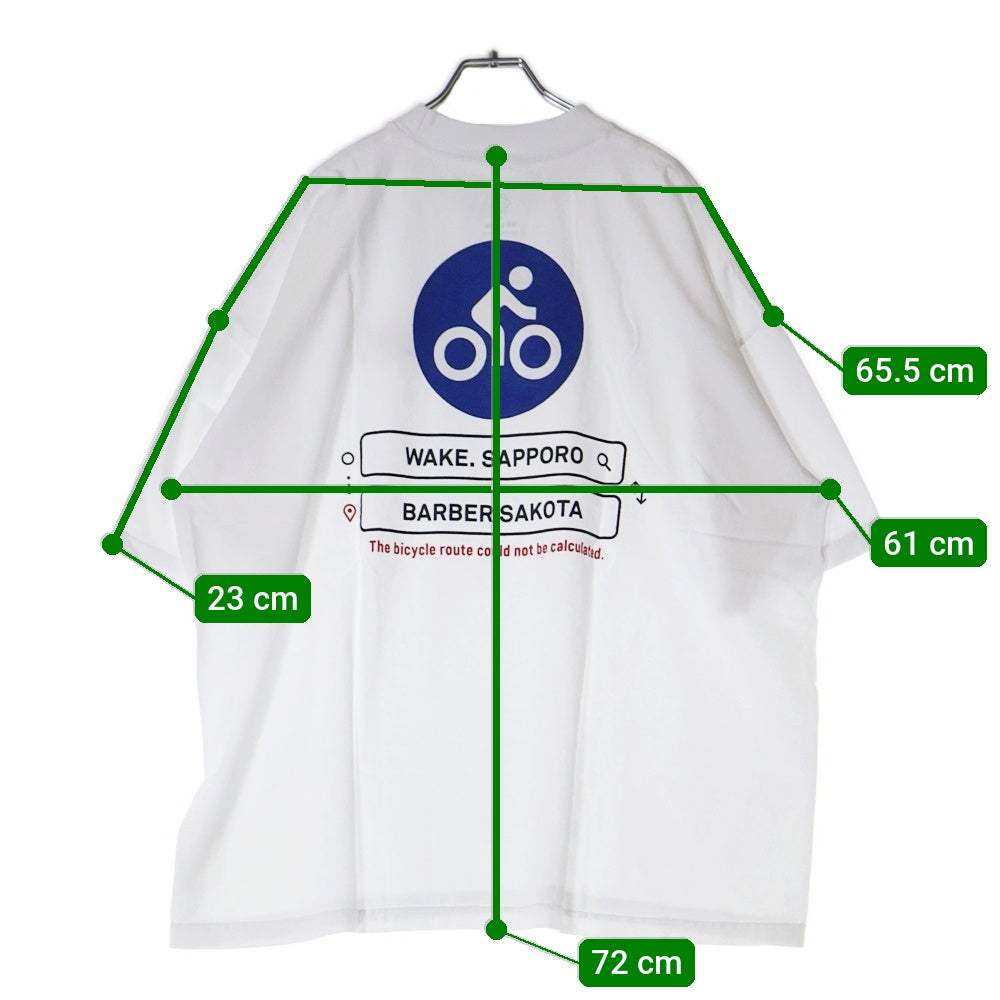 BBS BARBER SAKOTA(バーバーサコタ) ×WAKE SAPPORO bicycle route to wake Tshirt ウェイク札幌 バイシクルプリントTシャツ ホワイト