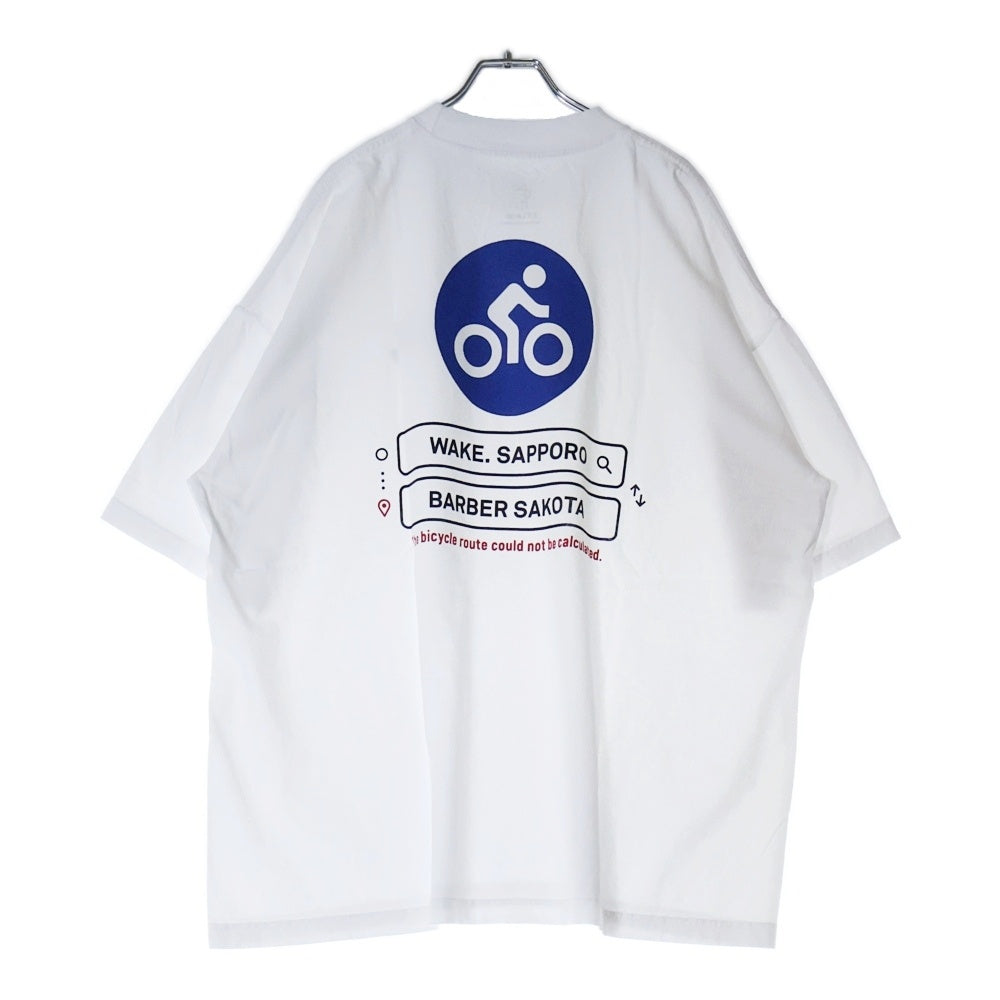 BBS BARBER SAKOTA(バーバーサコタ) ×WAKE SAPPORO bicycle route to wake Tshirt ウェイク札幌 バイシクルプリントTシャツ ホワイト