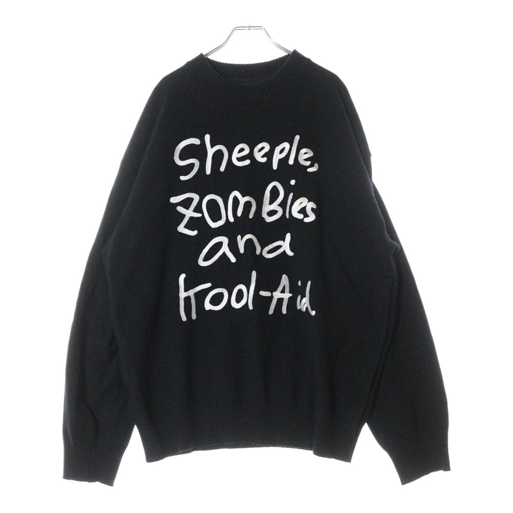 Sacai(サカイ) 22AW MADSAKI KNIT PULLOVER フロント刺繍 クルーネック ウールニット セーター ブラック 22-0443S