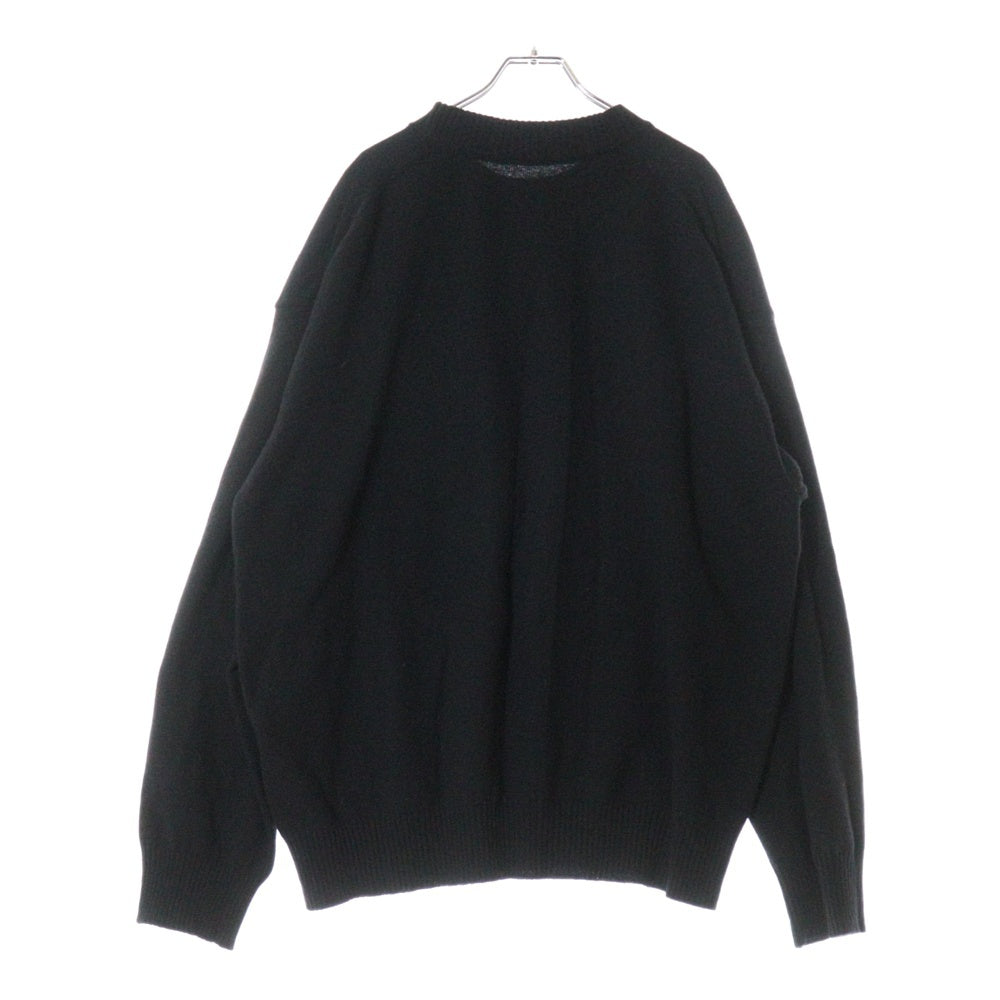 Sacai(サカイ) 22AW MADSAKI KNIT PULLOVER フロント刺繍 クルーネック ウールニット セーター ブラック 22-0443S