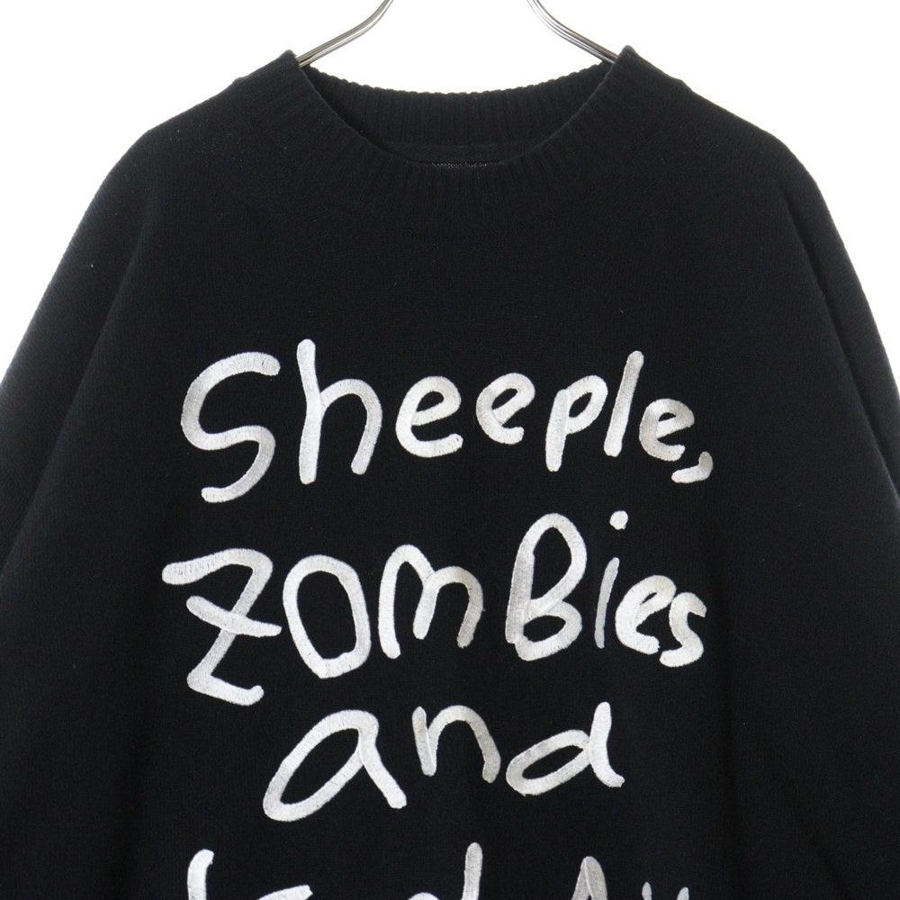 Sacai(サカイ) 22AW MADSAKI KNIT PULLOVER フロント刺繍 クルーネック ウールニット セーター ブラック 22-0443S