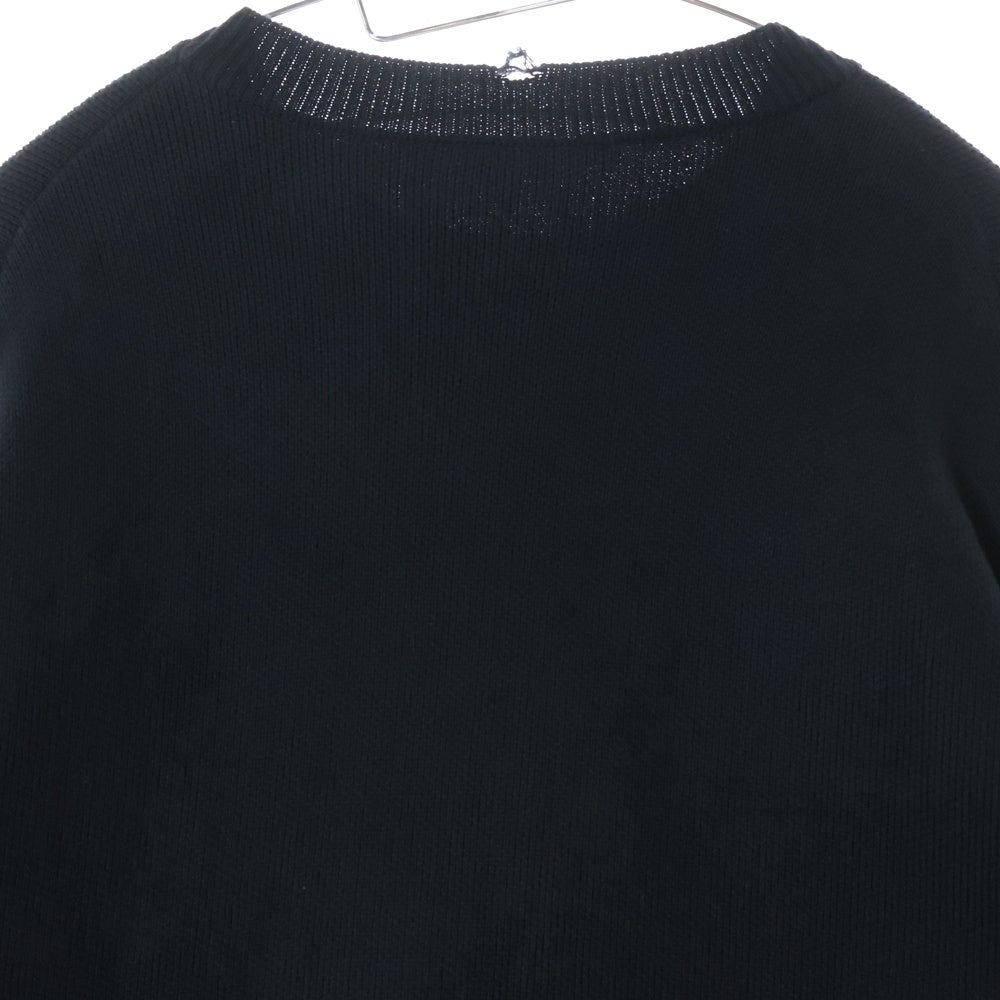 ALMOSTBLACK(オールモストブラック) フロントプリントパッチ ダメージ加工 コットンニット セーター ブラック 22SS-KT02