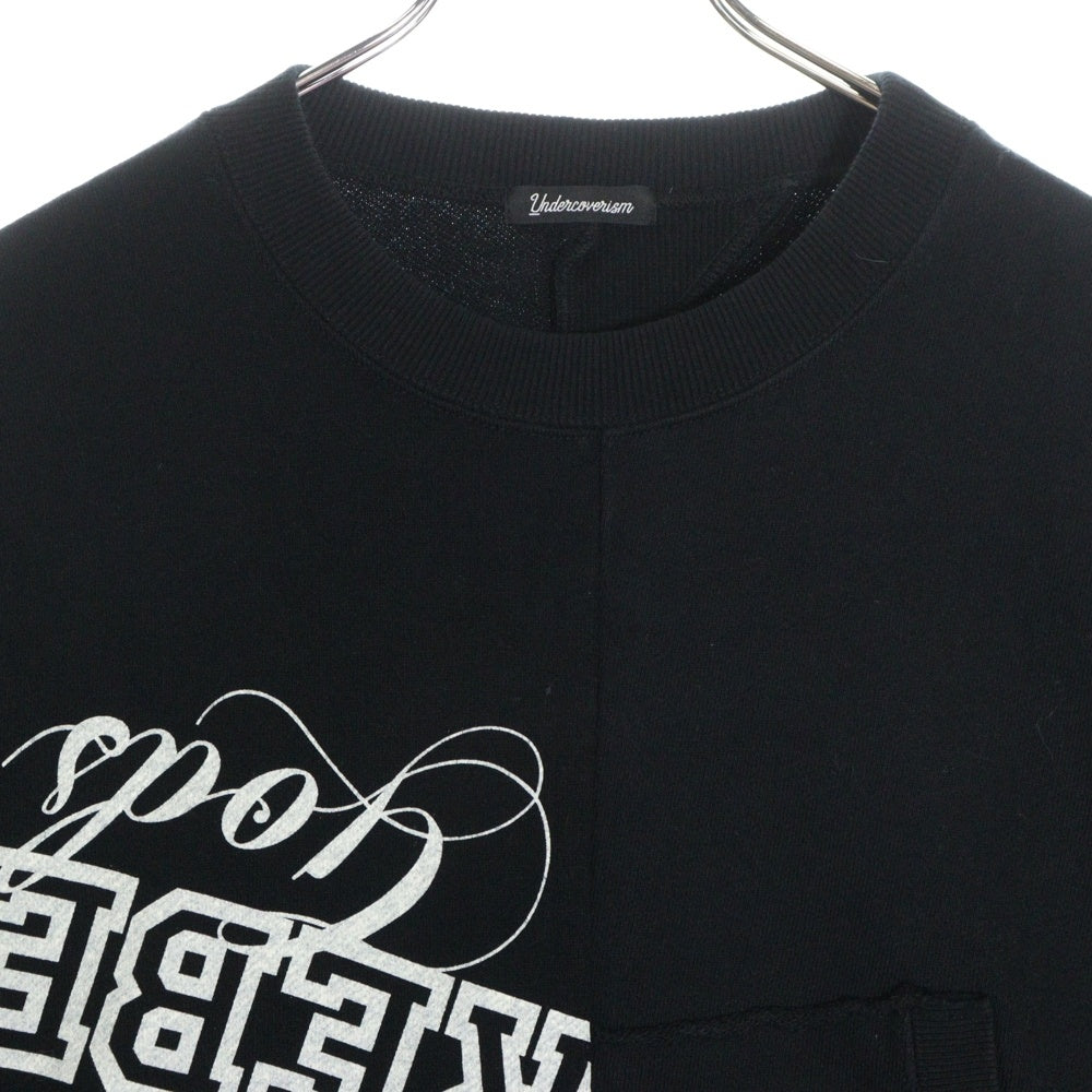 UNDERCOVER ISM(アンダーカバーイズム) 22SS SWEAT SHIRTS 再構築パッチワーク コットン クルーネック スウェット トレーナー ブラック UI1B4801