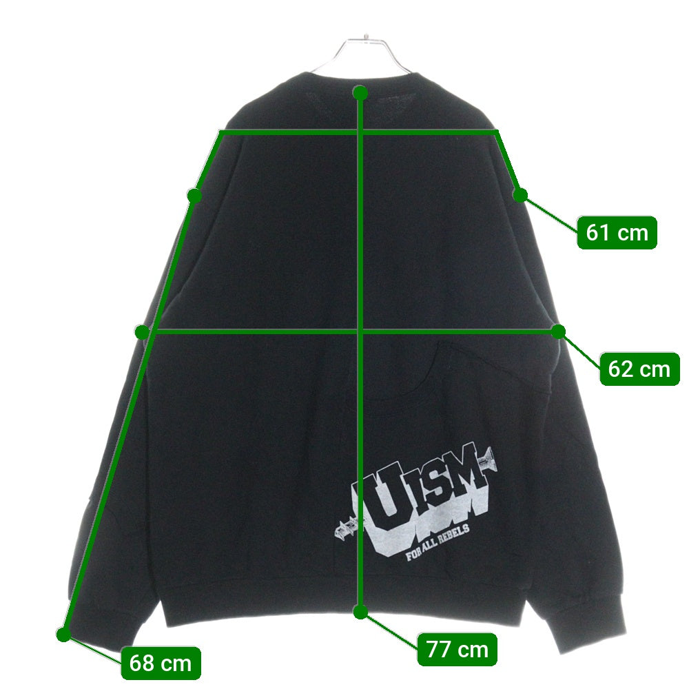 UNDERCOVER ISM(アンダーカバーイズム) 22SS SWEAT SHIRTS 再構築パッチワーク コットン クルーネック スウェット トレーナー ブラック UI1B4801