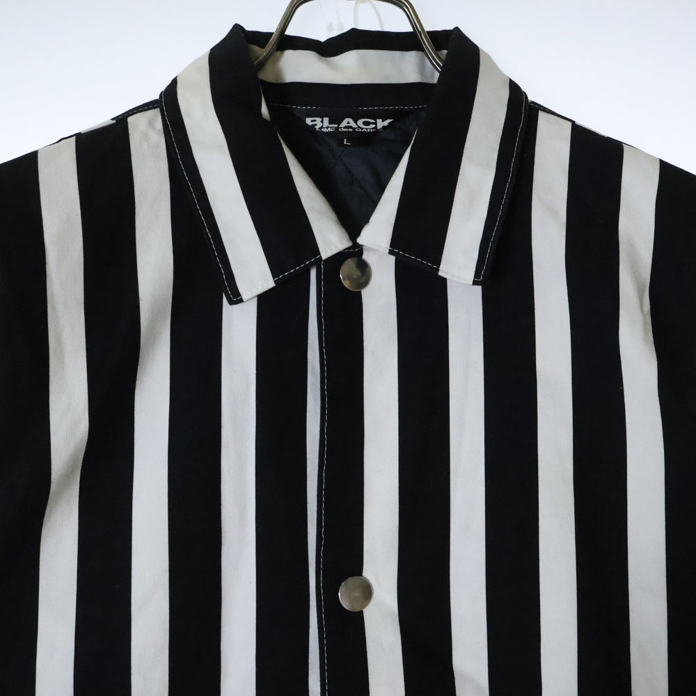 BLACK COMME des GARCONS(ブラックコムデギャルソン) 16AW AD2016 ストライプ 中綿 コーチジャケット ブラック/ホワイト 1R-J032