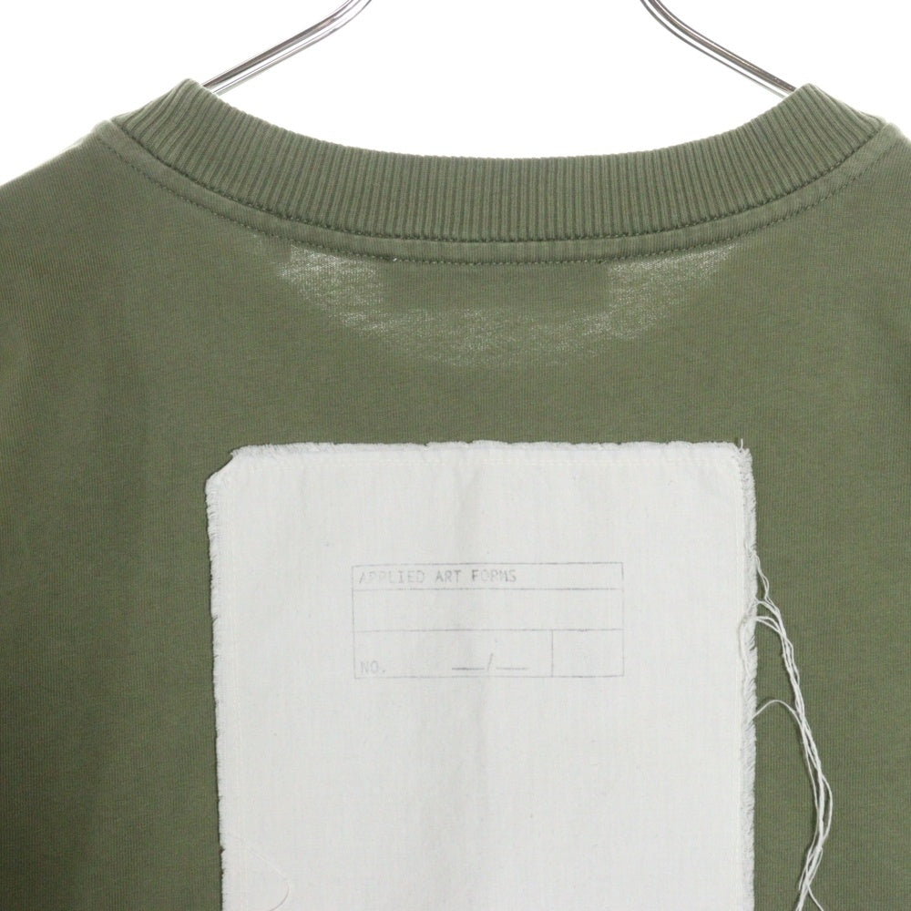 APPLIED ART FORMS(アプライド アート フォームズ) パッチデザイン クルーネック コットン 半袖Tシャツ カットソー カーキ 100040