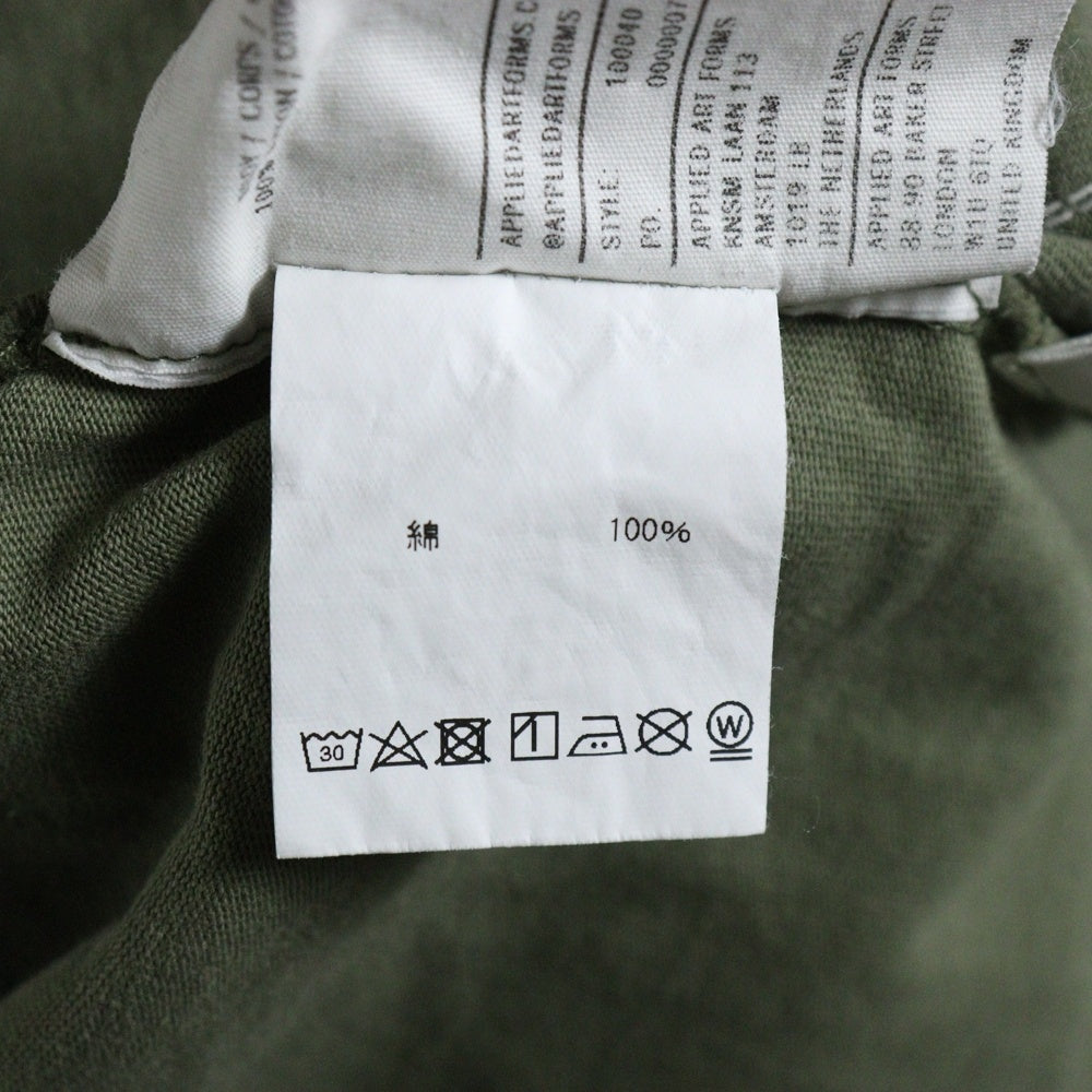 APPLIED ART FORMS(アプライド アート フォームズ) パッチデザイン クルーネック コットン 半袖Tシャツ カットソー カーキ 100040