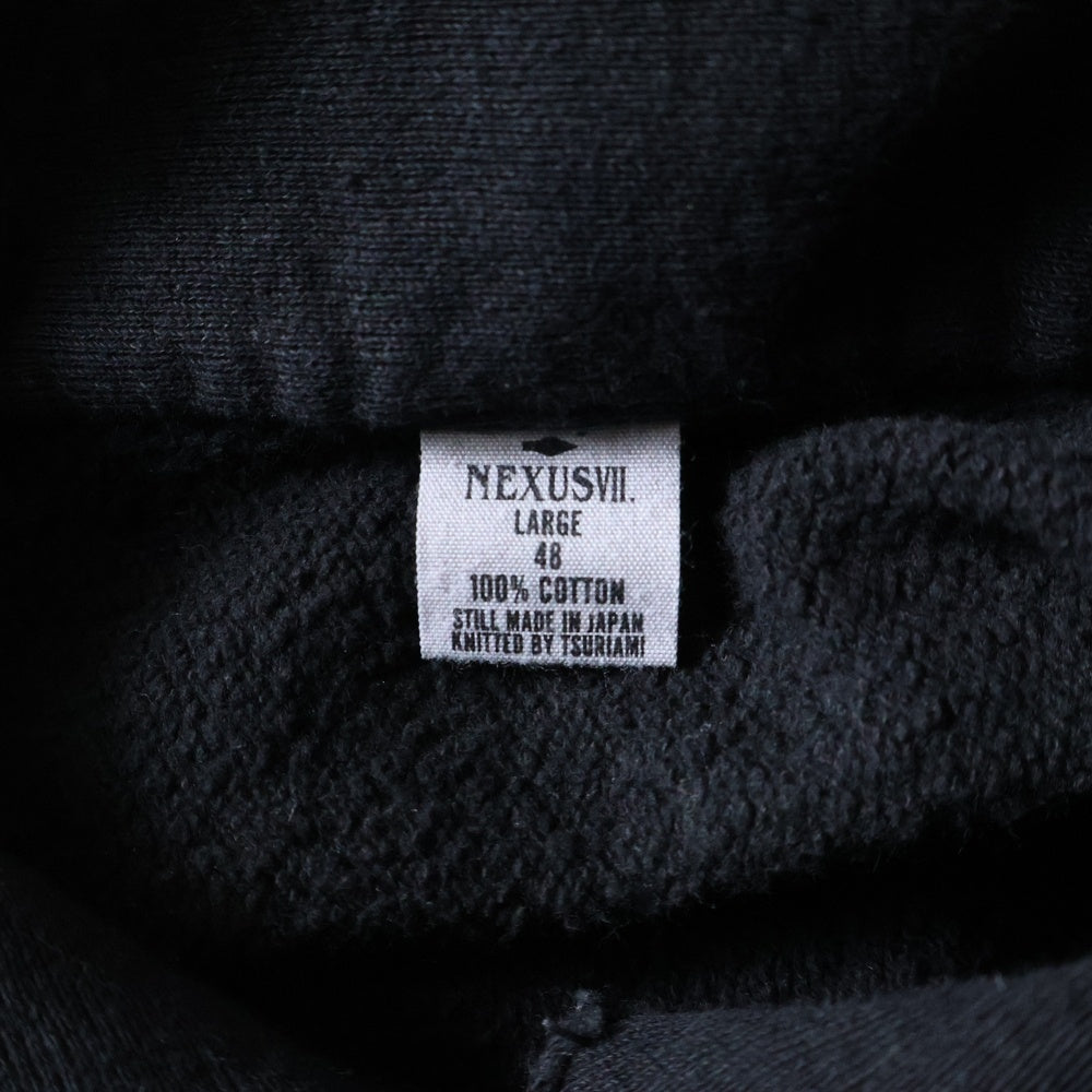 NEXUS7(ネクサスセブン) BONES SNAP PULLOVER 日本製 ボーンロゴ刺繍 襟付き スウェット トレーナー ブラック RTS-NNK-COB