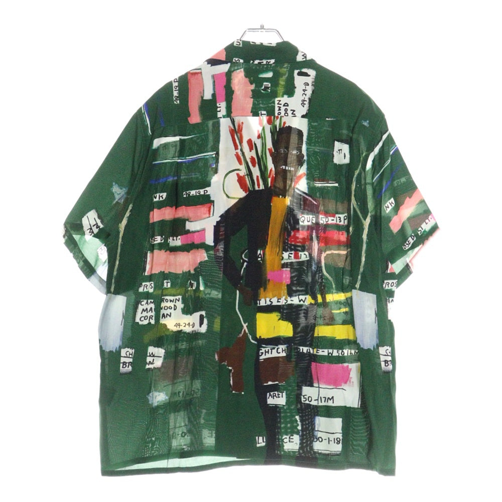 WACKO MARIA(ワコマリア) 21SS ×JEAN-MICHEL BASQUIAT HAWAIIAN SHIRT ジャン ミシェル バスキア 総柄 開襟 ハワイアンシャツ 半袖シャツ グリーン BASQUIAT-WM-HI05