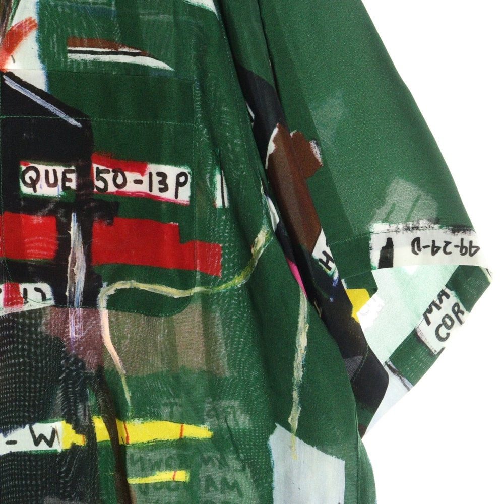 WACKO MARIA(ワコマリア) 21SS ×JEAN-MICHEL BASQUIAT HAWAIIAN SHIRT ジャン ミシェル バスキア 総柄 開襟 ハワイアンシャツ 半袖シャツ グリーン BASQUIAT-WM-HI05