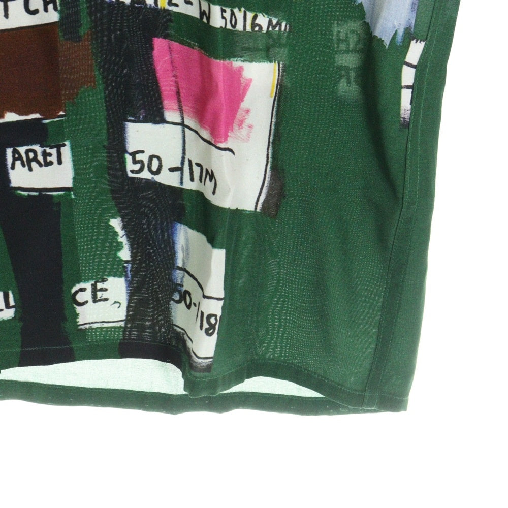 WACKO MARIA(ワコマリア) 21SS ×JEAN-MICHEL BASQUIAT HAWAIIAN SHIRT ジャン ミシェル バスキア 総柄 開襟 ハワイアンシャツ 半袖シャツ グリーン BASQUIAT-WM-HI05
