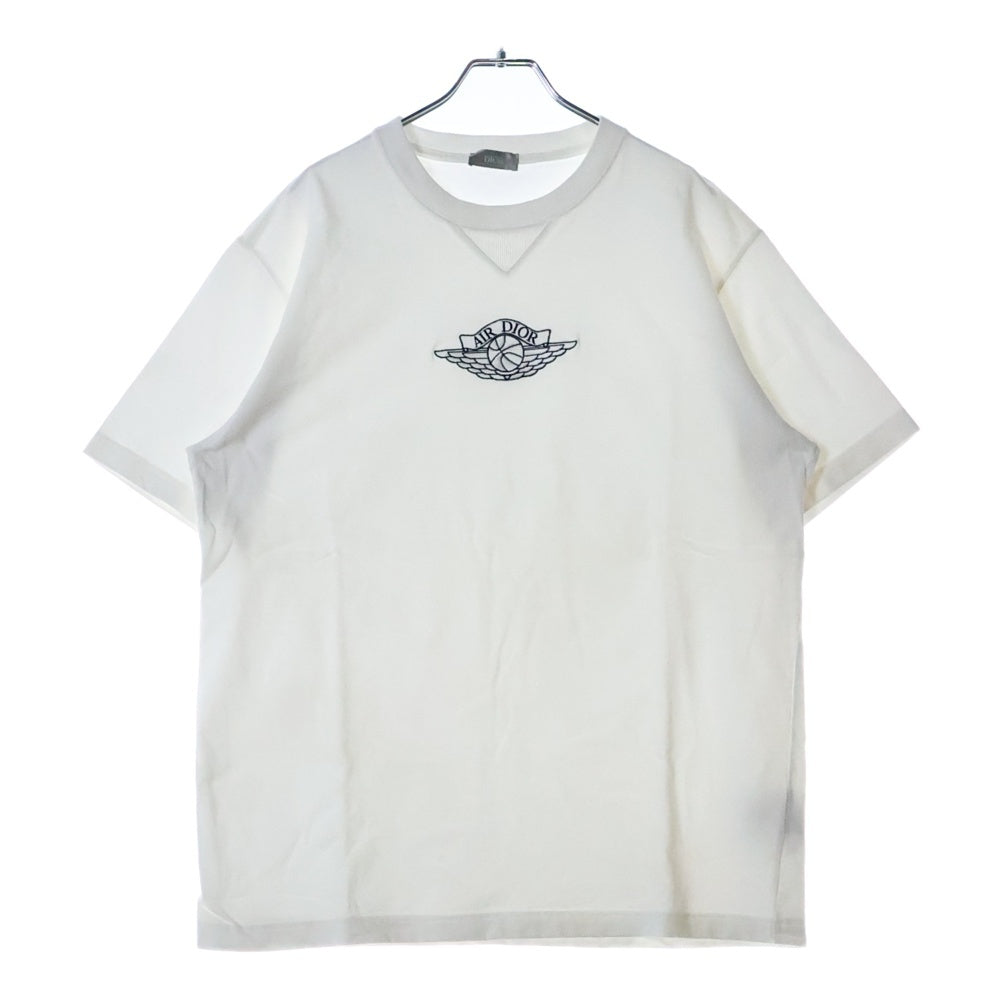DIOR(ディオール) 20SS ×NIKE AIR DIOR M.C&S Top Tee ナイキ エアディオール フロントロゴ刺繍Tシャツ 半袖クルーネックカットソー ホワイト 033J625B0554