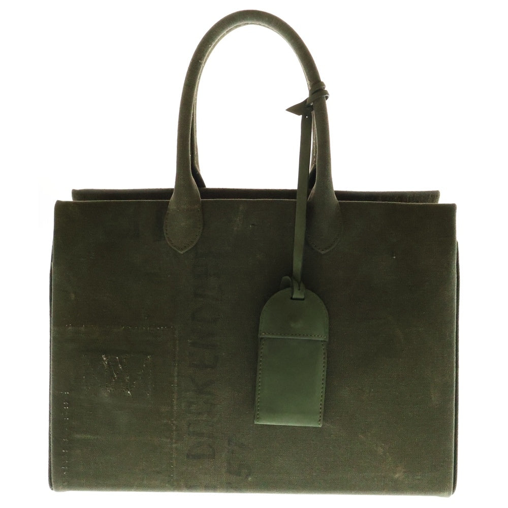 READY MADE(レディメイド) SHOPPING BAG 35 NO LOGO ショッピング ハンドバッグ ヴィンテージコットン ミリタリーハンドバッグ カーキ RE-CO-KH-NL-00-126