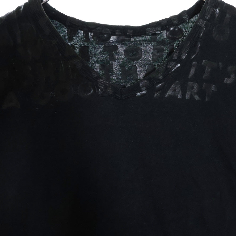 Maison Martin Margiela(メゾンマルタンマルジェラ) 07AW AIDS LOGO Tee エイズ ロゴプリント Vネック半袖Tシャツ カットソー ブラック ここのえ期