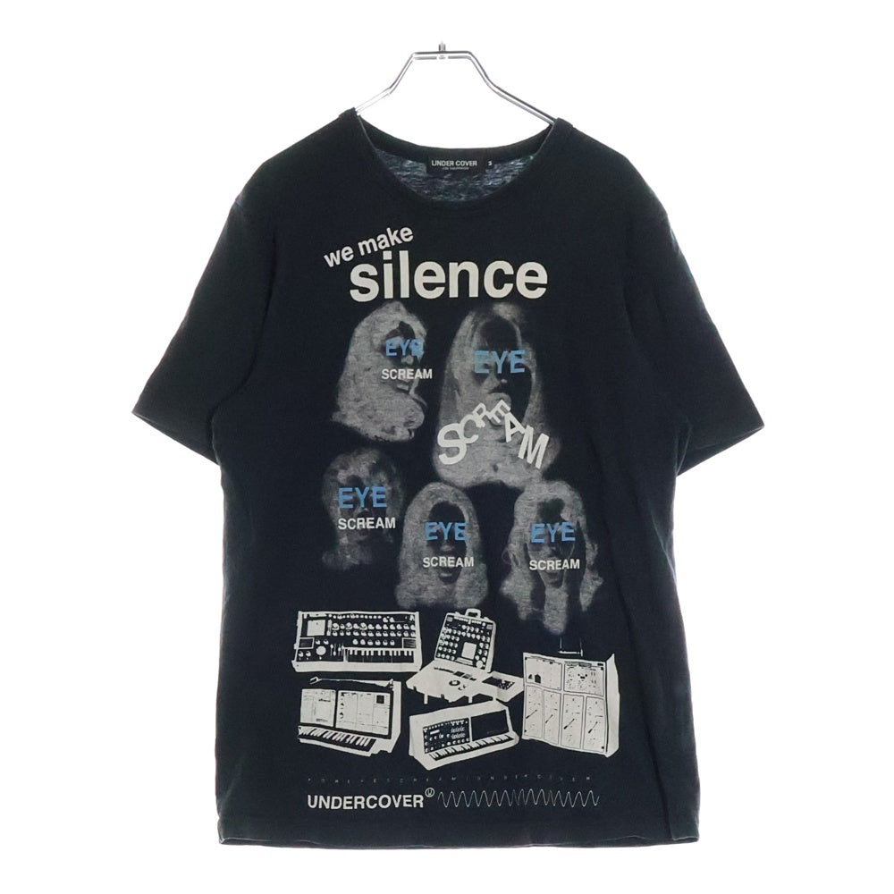 UNDERCOVER(アンダーカバー) × EYESCREAM We Make Silence Scream アイスクリーム ウィーメイクサイレンススクリーム グラフィックプリント クルーネック半袖Tシャツ カットソー ブラック