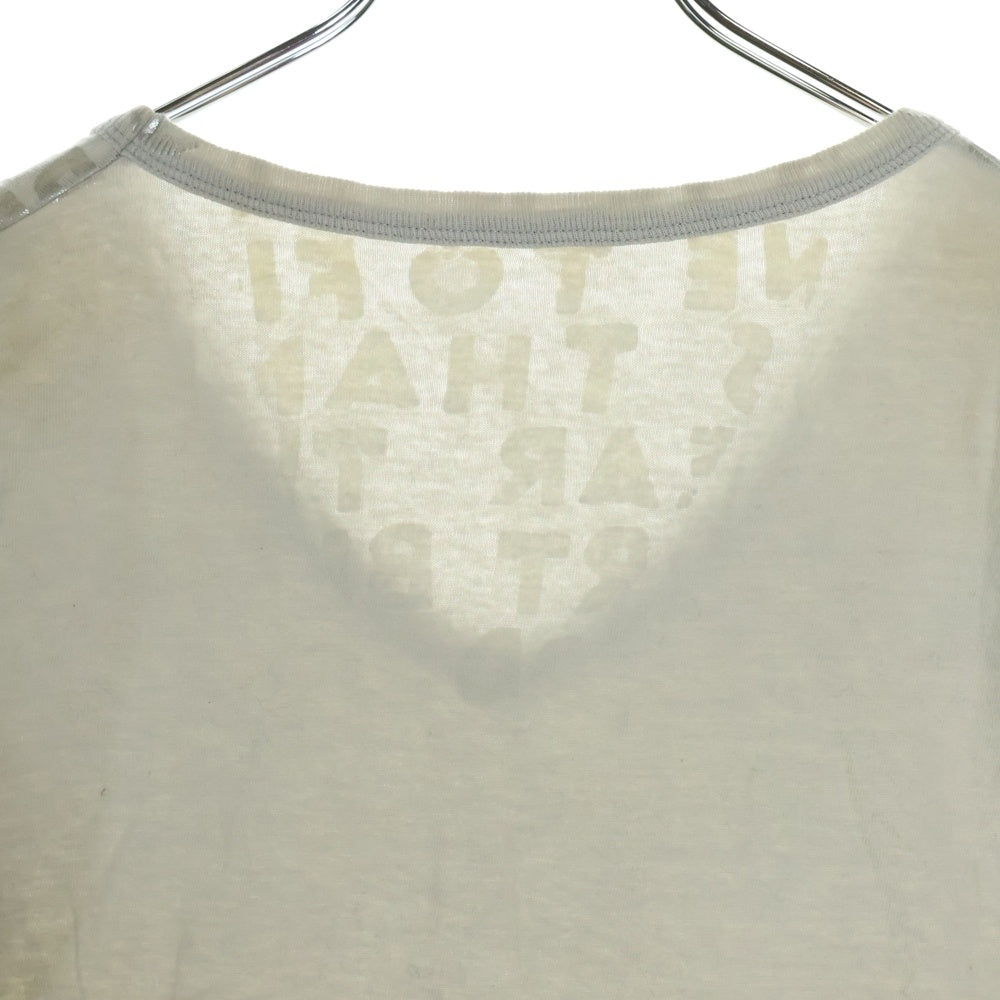 Maison Martin Margiela(メゾンマルタンマルジェラ) 09SS AIDS LOGO Tee エイズ ロゴプリント Vネック半袖Tシャツ カットソー ここのえ期 ベージュ