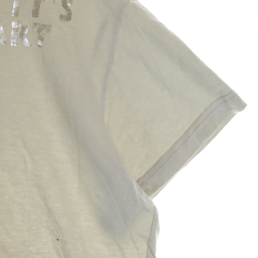 Maison Martin Margiela(メゾンマルタンマルジェラ) 09SS AIDS LOGO Tee エイズ ロゴプリント Vネック半袖Tシャツ カットソー ここのえ期 ベージュ