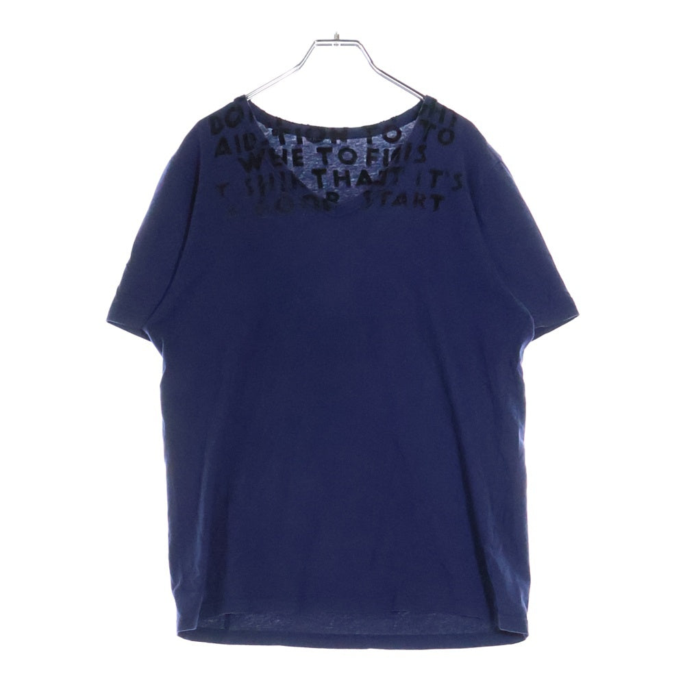 Maison Martin Margiela(メゾンマルタンマルジェラ) 10AW AIDS LOGO Tee エイズ フロッキーロゴプリント Vネック半袖Tシャツ カットソー ネイビー