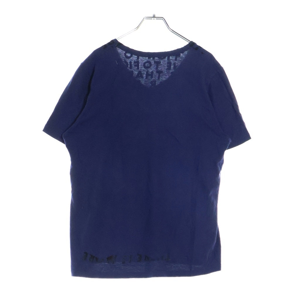 Maison Martin Margiela(メゾンマルタンマルジェラ) 10AW AIDS LOGO Tee エイズ フロッキーロゴプリント Vネック半袖Tシャツ カットソー ネイビー