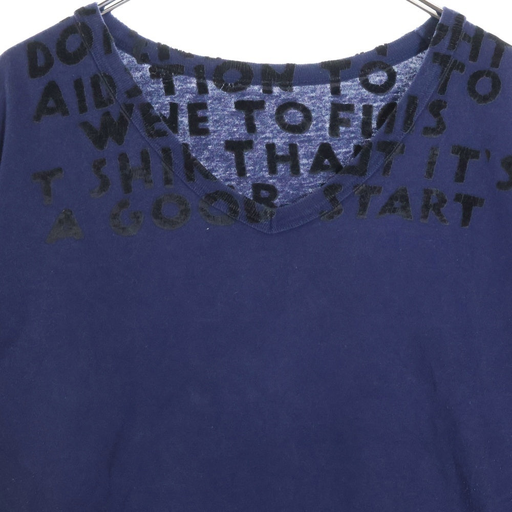 Maison Martin Margiela(メゾンマルタンマルジェラ) 10AW AIDS LOGO Tee エイズ フロッキーロゴプリント Vネック半袖Tシャツ カットソー ネイビー