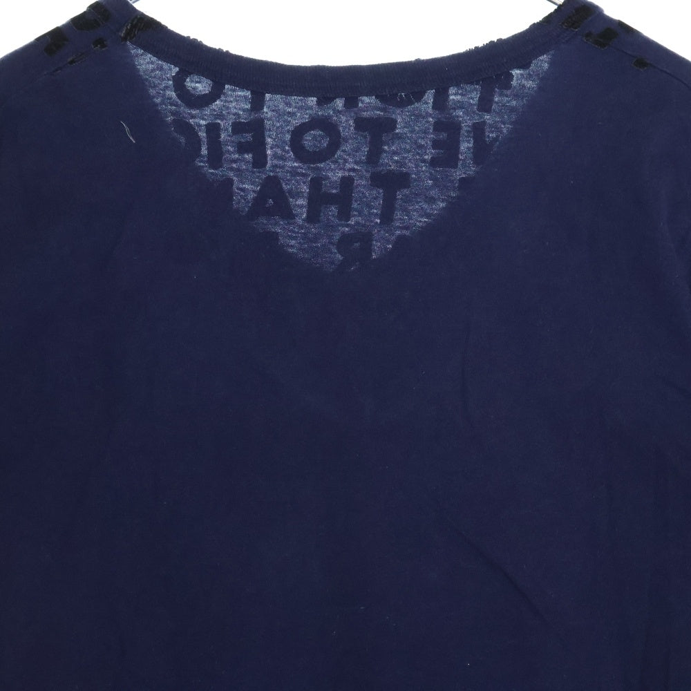 Maison Martin Margiela(メゾンマルタンマルジェラ) 10AW AIDS LOGO Tee エイズ フロッキーロゴプリント Vネック半袖Tシャツ カットソー ネイビー