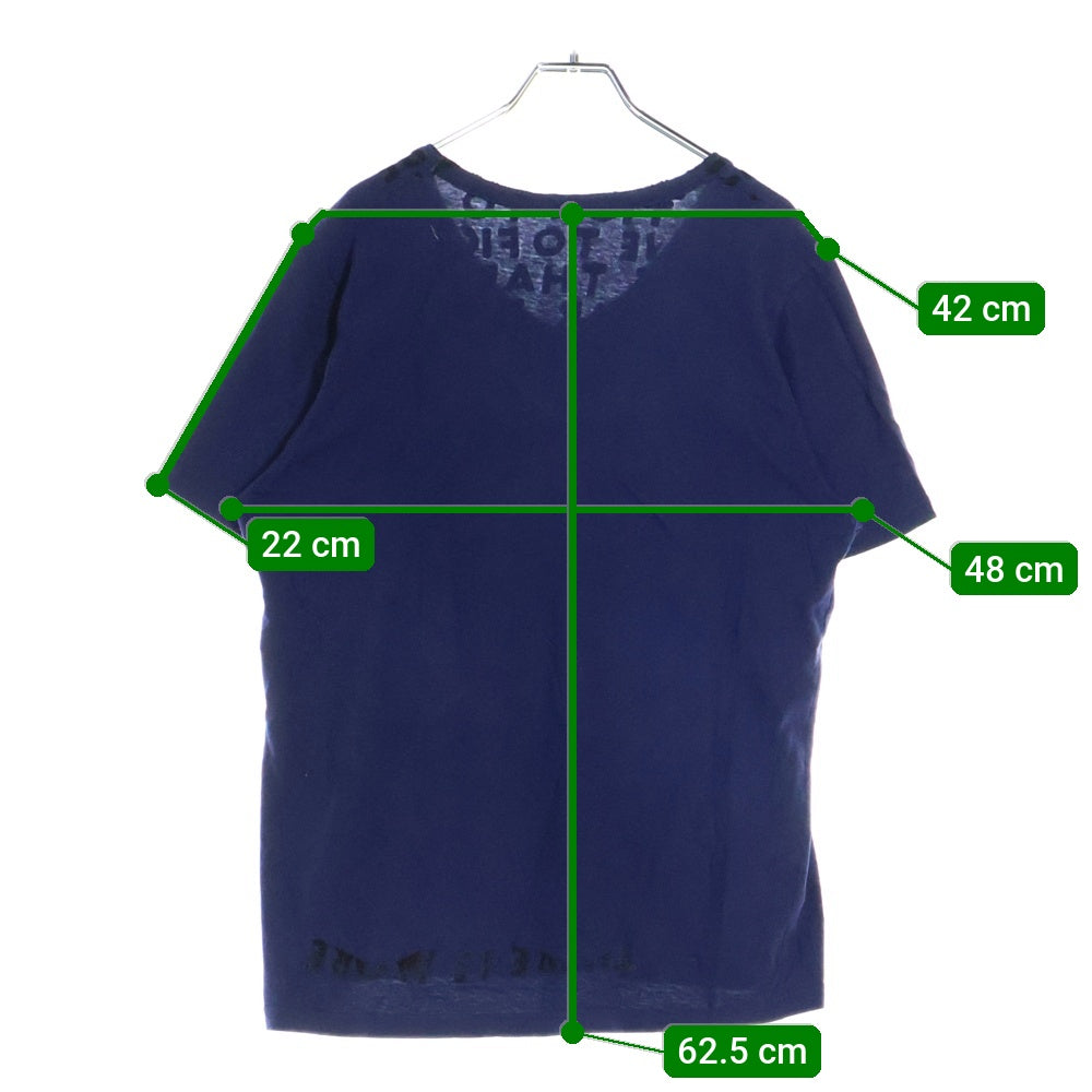 Maison Martin Margiela(メゾンマルタンマルジェラ) 10AW AIDS LOGO Tee エイズ フロッキーロゴプリント Vネック半袖Tシャツ カットソー ネイビー