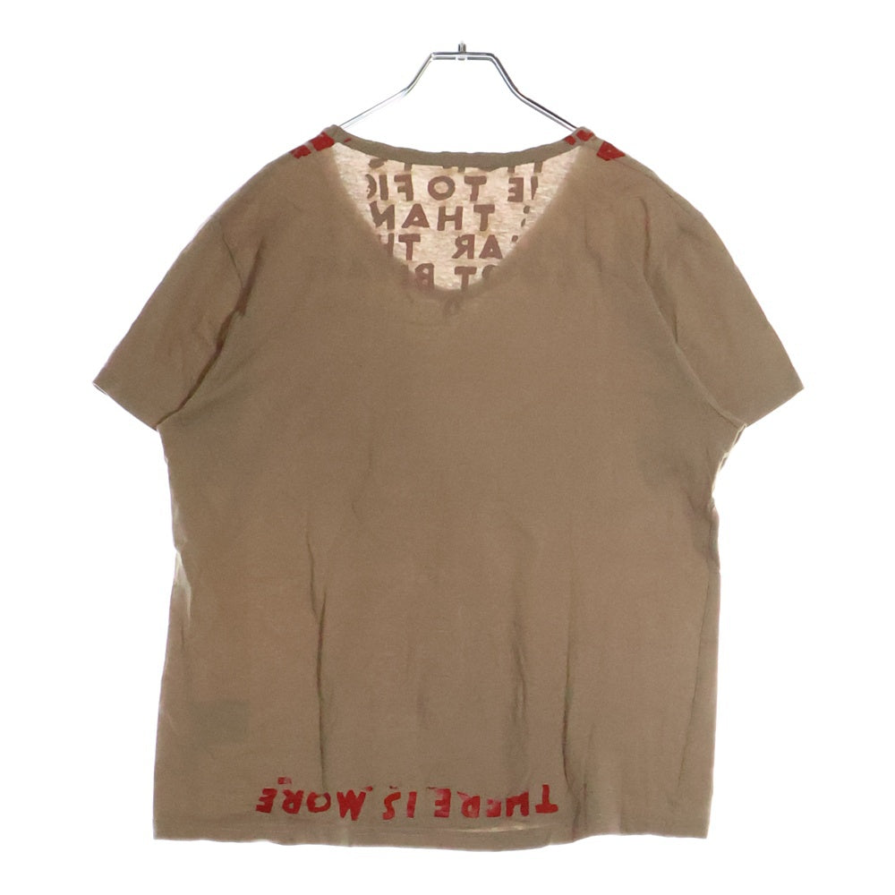 Maison Martin Margiela(メゾンマルタンマルジェラ) 08AW AIDS LOGO Tee エイズ ロゴプリント Vネック半袖Tシャツ カットソー ブラウン/レッド ここのえ期