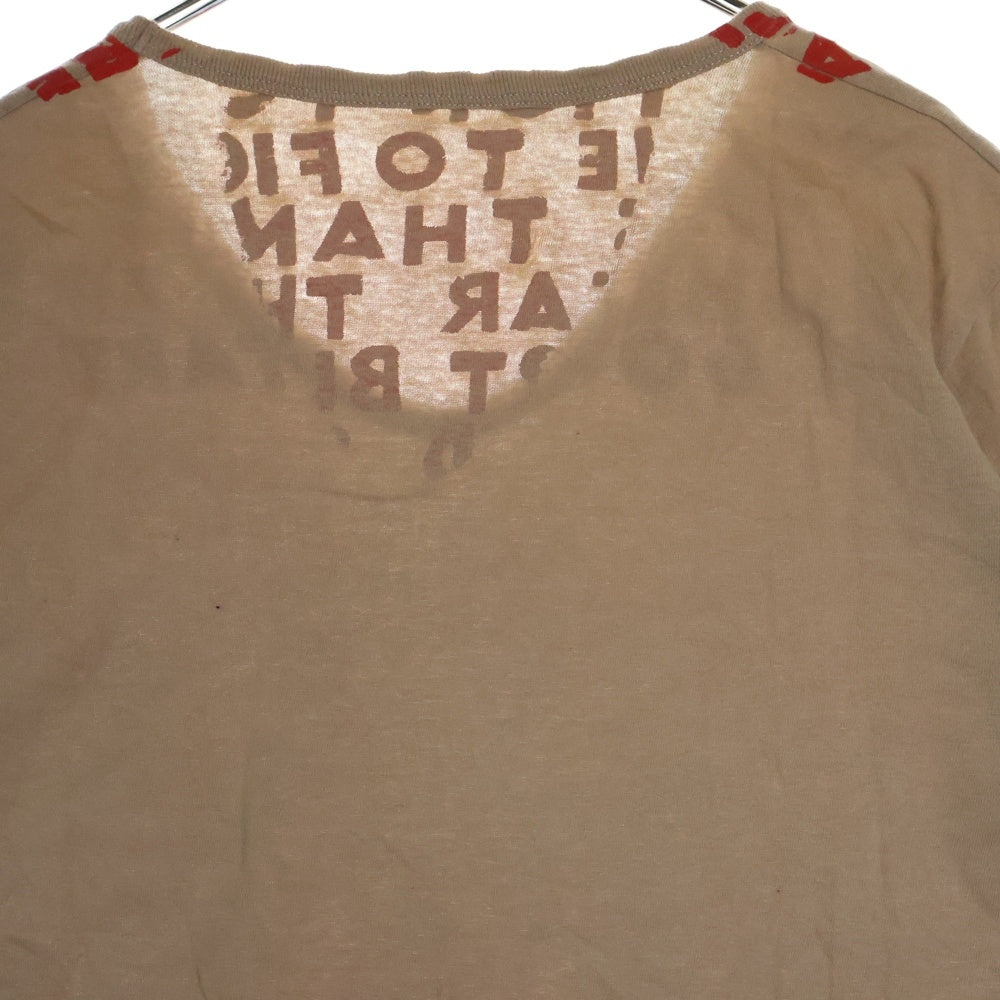 Maison Martin Margiela(メゾンマルタンマルジェラ) 08AW AIDS LOGO Tee エイズ ロゴプリント Vネック半袖Tシャツ カットソー ブラウン/レッド ここのえ期