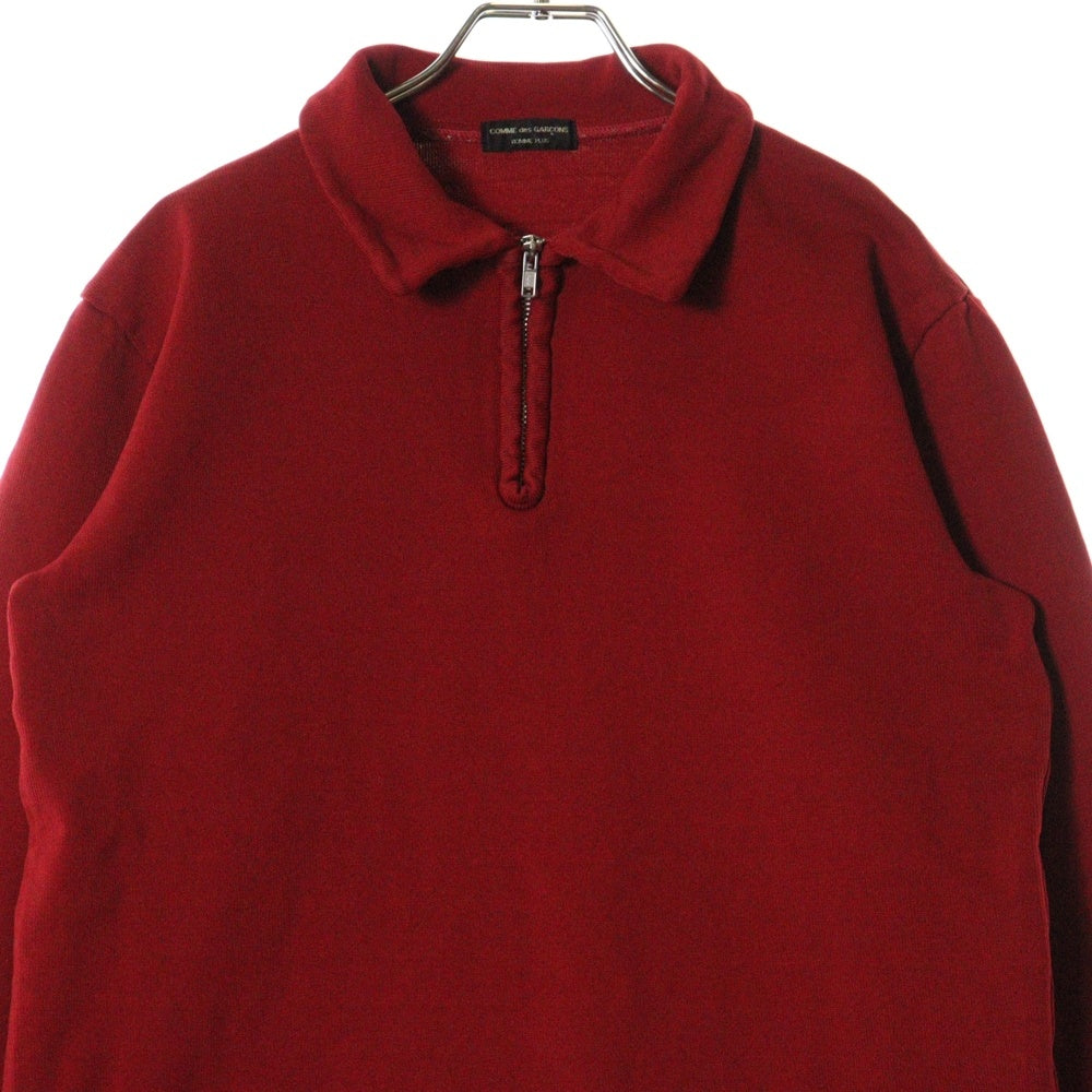 COMME des GARCONS HOMME PLUS(コムデギャルソンオムプリュス) 00AW AD2000 DOCKING ROOK HARFZIP RED POLO ドッキング ルーク ハーフジップ ポロ 長袖シャツ レッド PT-040120