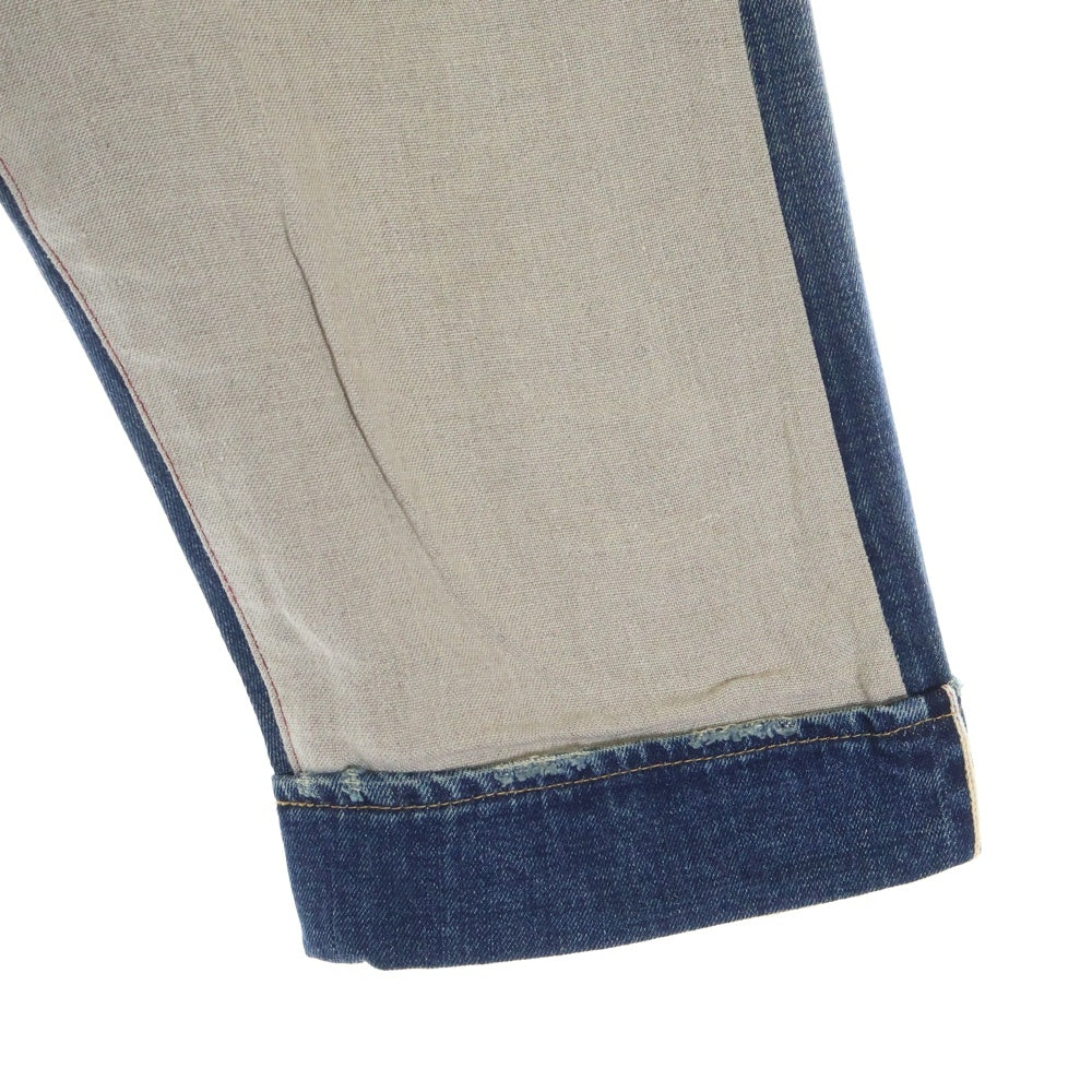 JUNYA WATANABE COMME des GARCONS(ジュンヤワタナベ コムデギャルソン) 08SS AD2007 ×LEVI'S リーバイス パッチワーク 革パッチ ボタンフライ ハーフデニムパンツ インディゴ/ベージュ WA-P203