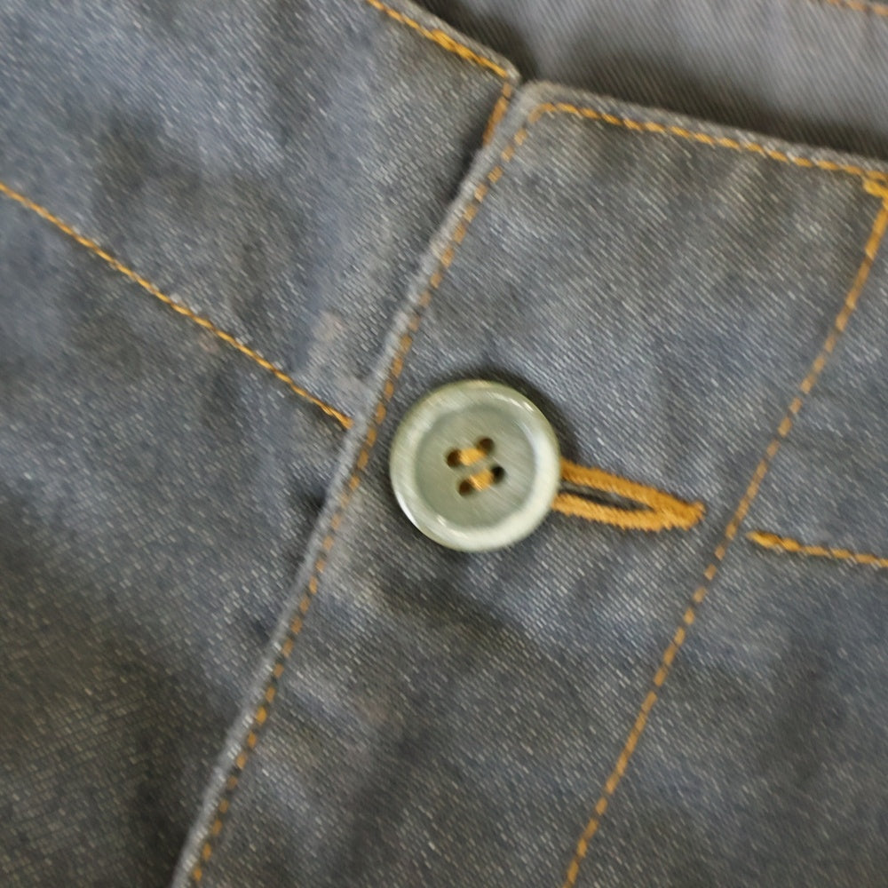 COMME des GARCONS HOMME PLUS(コムデギャルソンオムプリュス) 03SS AD2002 ジッパーフライ 4ポケット イエローステッチ ワイド デニムパンツ グレー PI-P062