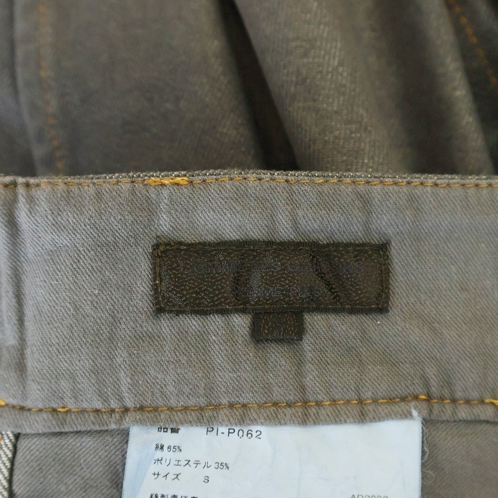 COMME des GARCONS HOMME PLUS(コムデギャルソンオムプリュス) 03SS AD2002 ジッパーフライ 4ポケット イエローステッチ ワイド デニムパンツ グレー PI-P062