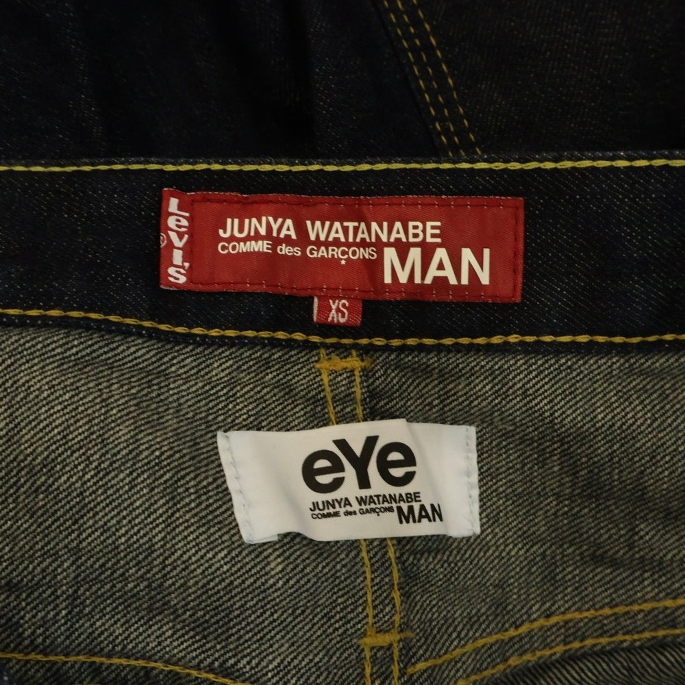 eYe COMME des GARCONS JUNYA WATANABE MAN(アイ コム デ ギャルソン ジュンヤ ワタナベ マン) 11SS AD2010 ×LEVI'S リーバイス パッチワーク 革パッチ ジッパーフライ デニムパンツ インディゴ WG-P903