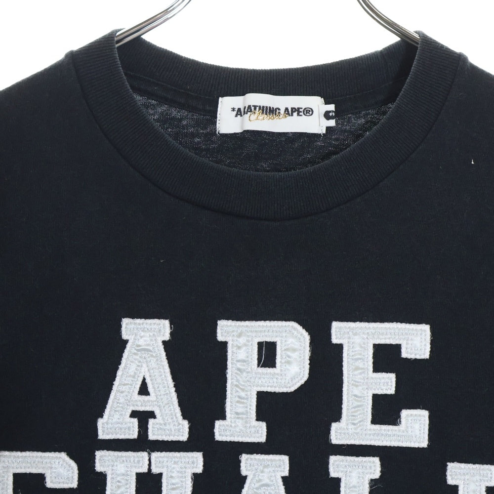 A BATHING APE(アベイシングエイプ) APE SHALL NEVER KILL APE メッセージエンブロイダリー 半袖Tシャツ カットソー ネイビー