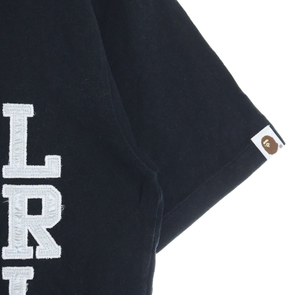 A BATHING APE(アベイシングエイプ) APE SHALL NEVER KILL APE メッセージエンブロイダリー 半袖Tシャツ カットソー ネイビー