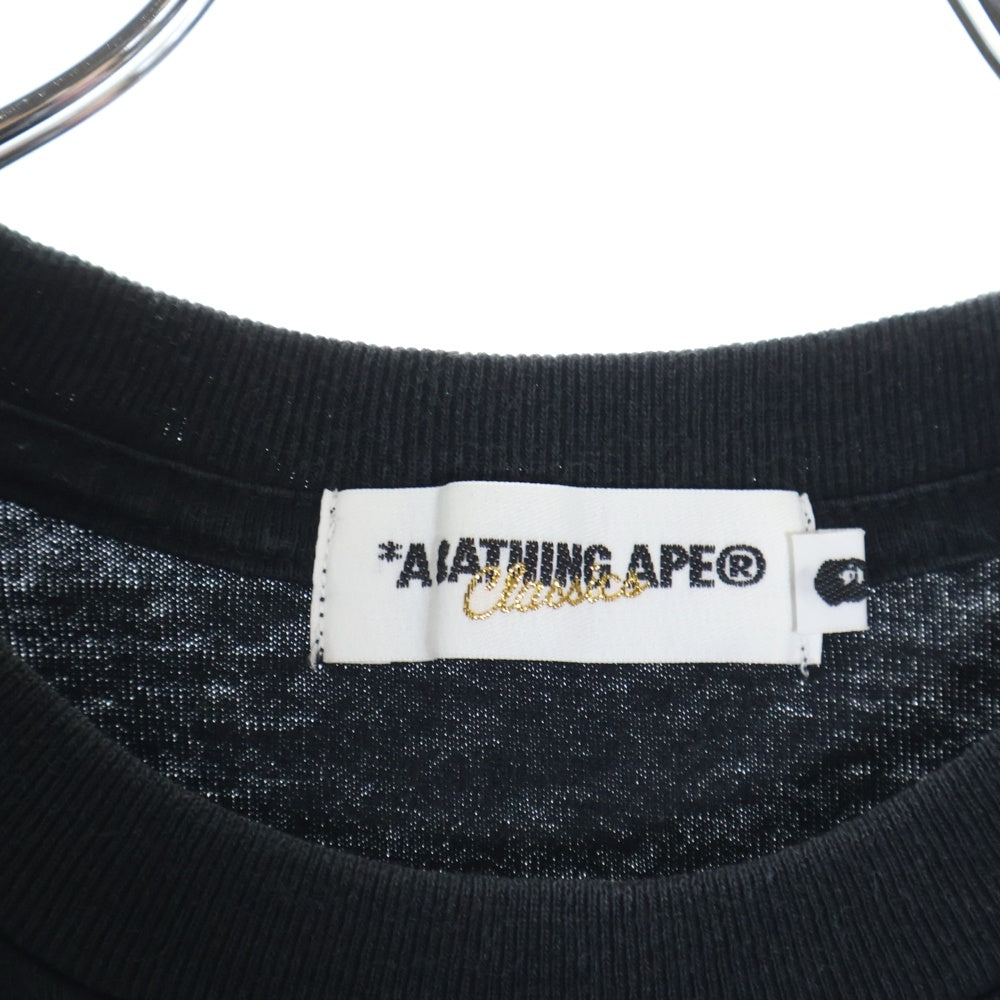 A BATHING APE(アベイシングエイプ) APE SHALL NEVER KILL APE メッセージエンブロイダリー 半袖Tシャツ カットソー ネイビー