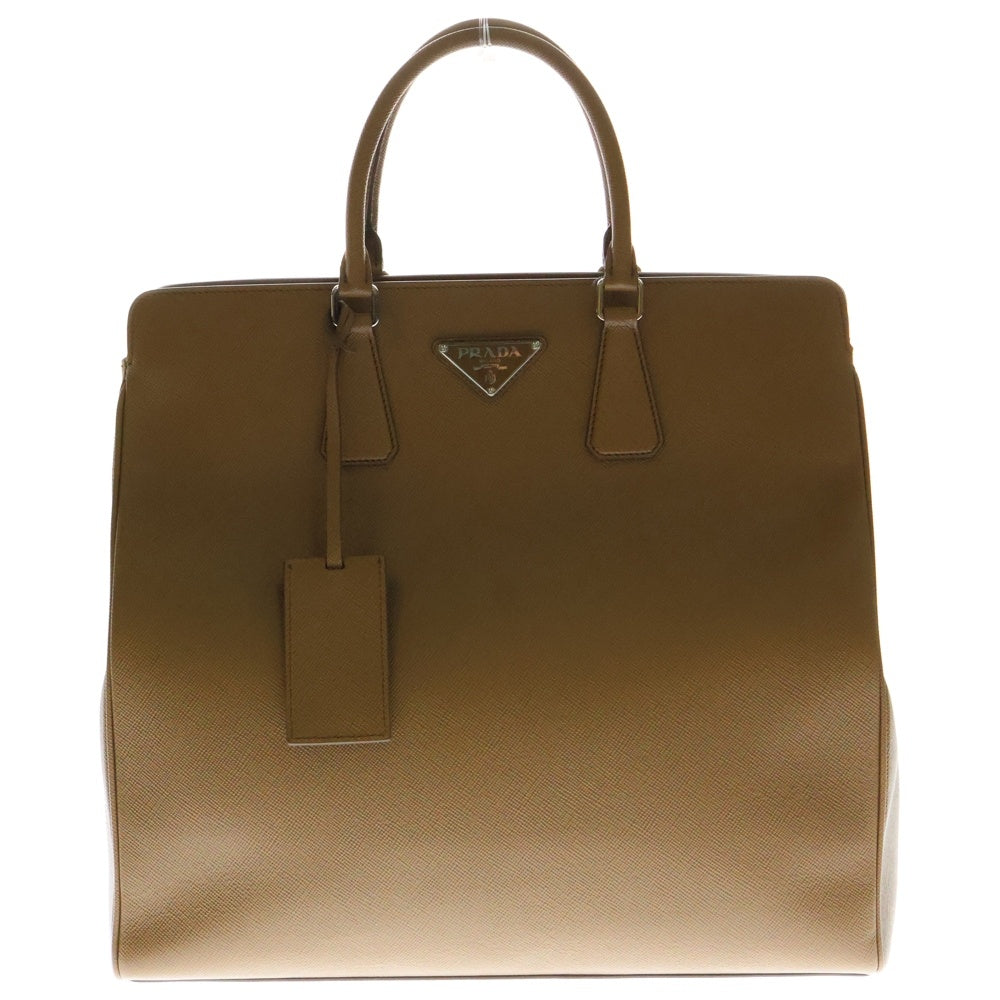 PRADA(プラダ) 2WAY ガレリア サフィアーノ トライアングルロゴ 三角プレート ショルダー ハンドバッグ ブラウン